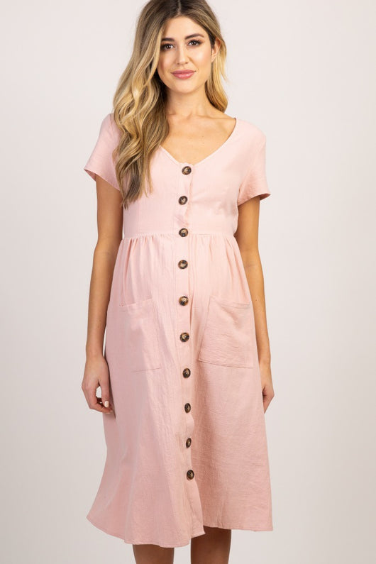 Vestido Largo Holgado Cuello Redondo Manga Corta Color Liso - Image 17