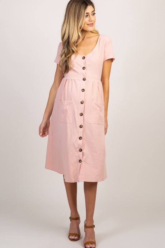Vestido Largo Holgado Cuello Redondo Manga Corta Color Liso - Image 18
