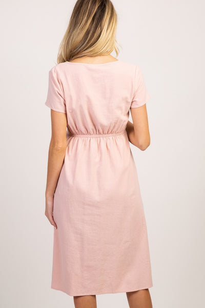 Vestido Largo Holgado Cuello Redondo Manga Corta Color Liso - Image 20