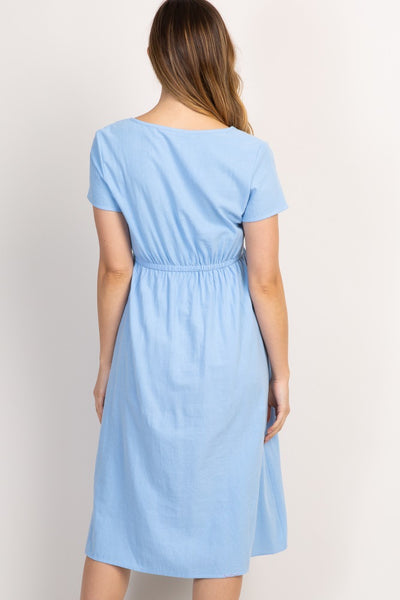 Vestido Largo Holgado Cuello Redondo Manga Corta Color Liso - Image 24