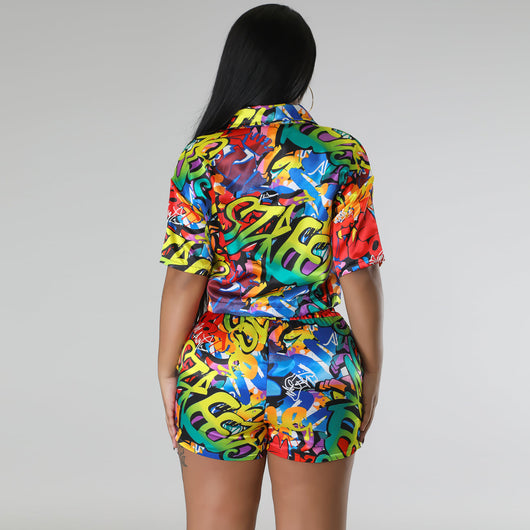 Conjunto de Dos Piezas Cuadros Cintura Alta Manga Corta Casual Mujer - Image 9