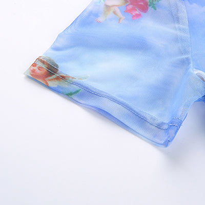 Jumpsuit Ajustado con Estampado Ángel y Malla Calada - Image 10