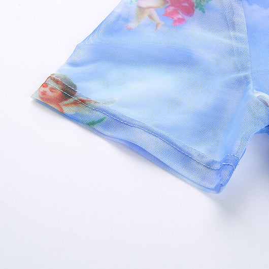 Jumpsuit Ajustado con Estampado Ángel y Malla Calada - Image 10