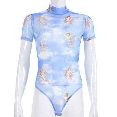 Jumpsuit Ajustado con Estampado Ángel y Malla Calada - Image 14