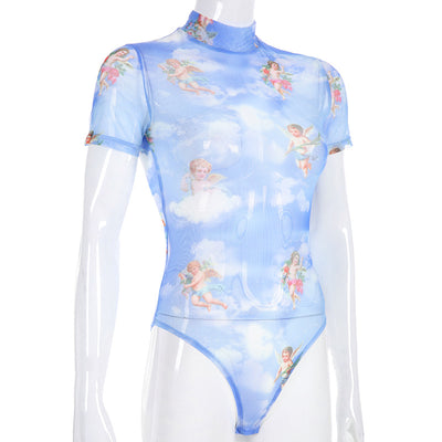 Jumpsuit Ajustado con Estampado Ángel y Malla Calada - Image 15