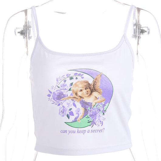Top Espalda Abierta Estampado Ángel - Diseño Sexy Tendencia Europa - Image 7