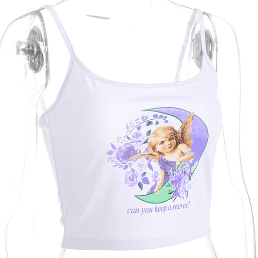 Top Espalda Abierta Estampado Ángel - Diseño Sexy Tendencia Europa - Image 8