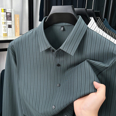 Camisa de Rayas Verticales para Hombre - Primavera y Otoño - Image 4