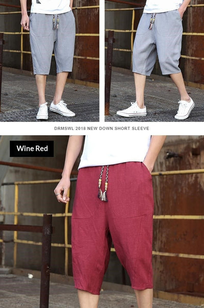 Pantalones Cortos de Lino Holgados para Hombre - Image 17