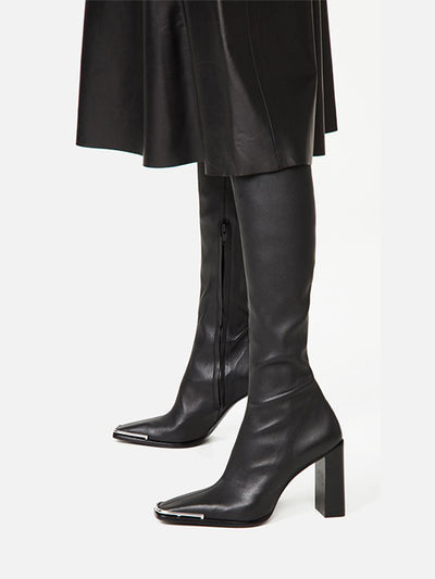Botas Altas de Cuero con Tacón Robusto y Silueta Ajustada - Image 3