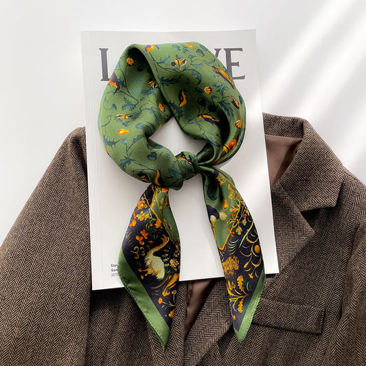 Pañuelo de Seda Estampado Floral Literario para Otoño e Invierno