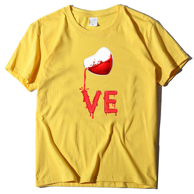 Playera de Pareja Cuello Redondo Love Rojo con Bordado LOVE Manga Corta Casual - Image 10
