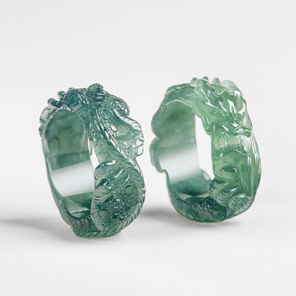 Anillo del Rey Dragón Azul Esmeralda Natural