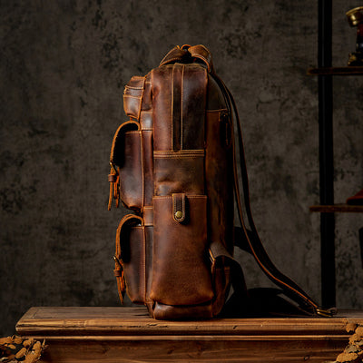 Mochila de Cuero Vintage para Viajes y Aventuras al Aire Libre - Image 11