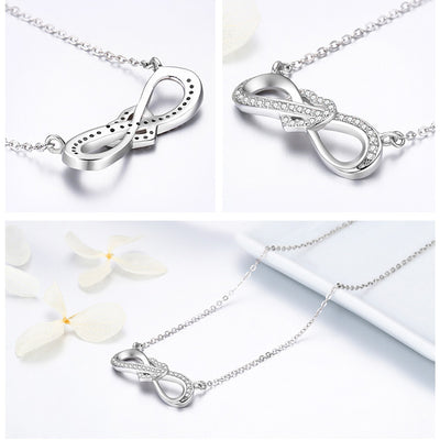 Collar de Plata Corazón Infinito - Cadena de Clavícula con 8 Caracteres S925 - Image 5