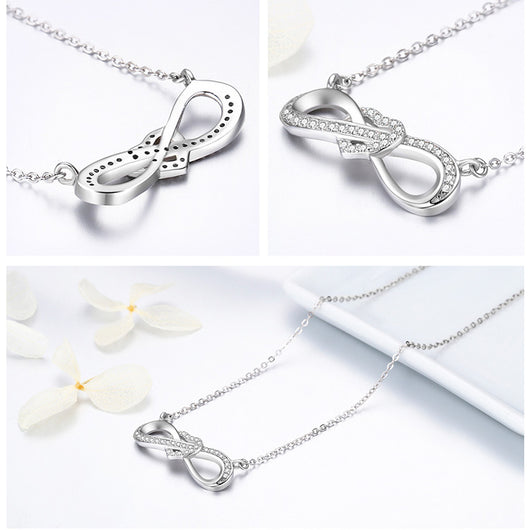 Collar de Plata Corazón Infinito - Cadena de Clavícula con 8 Caracteres S925 - Image 5