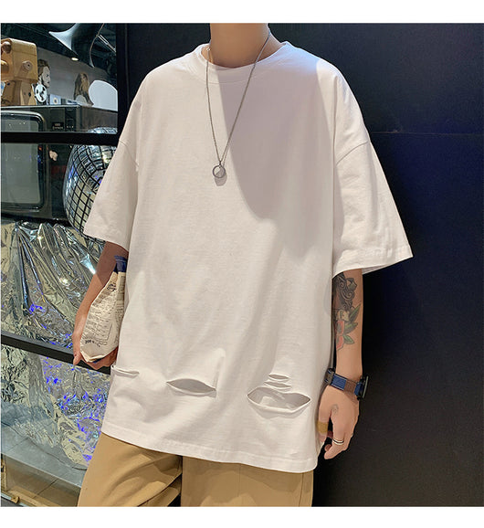 Playera Casual de Cuello Redondo con Rasgaduras Diseño Moderno - Image 8