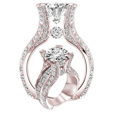 Anillo de Compromiso Óvalo en Circonia y Chapado en Oro Rosa - Image 6