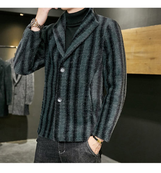 Abrigo de Visón Dorado con Cuello Alto - Cortavientos Premium para Hombre - Image 6