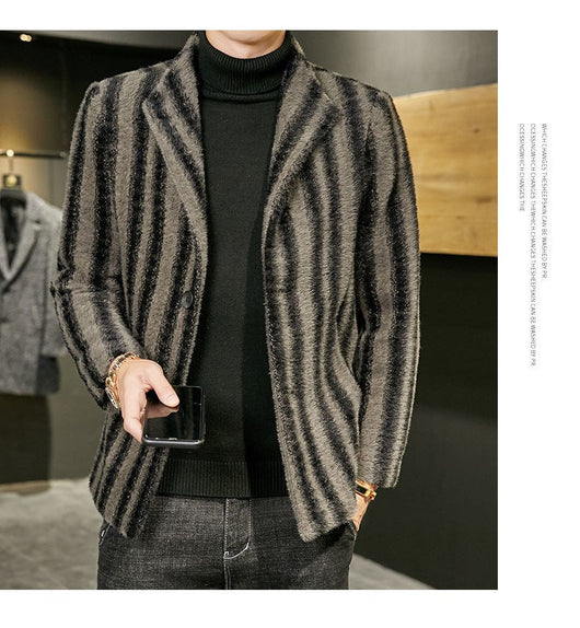 Abrigo de Visón Dorado con Cuello Alto - Cortavientos Premium para Hombre - Image 7
