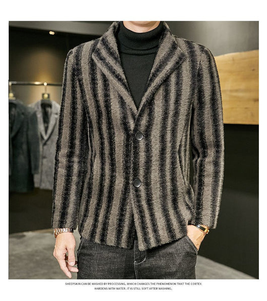 Abrigo de Visón Dorado con Cuello Alto - Cortavientos Premium para Hombre - Image 9