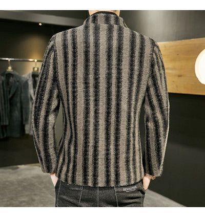 Abrigo de Visón Dorado con Cuello Alto - Cortavientos Premium para Hombre - Image 10