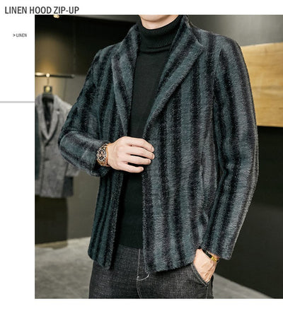 Abrigo de Visón Dorado con Cuello Alto - Cortavientos Premium para Hombre - Image 11