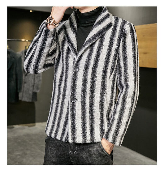 Abrigo de Visón Dorado con Cuello Alto - Cortavientos Premium para Hombre - Image 13
