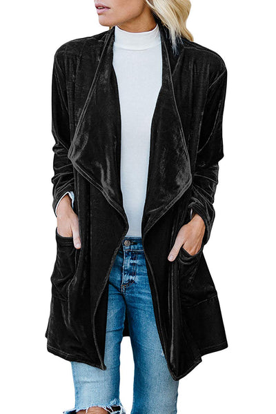 Abrigo Largo de Terciopelo Dorado - Estilo Europeo Casual y Elegante - Image 9