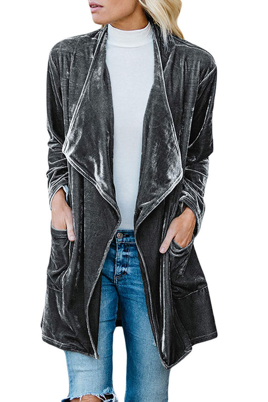 Abrigo Largo de Terciopelo Dorado - Estilo Europeo Casual y Elegante - Image 13