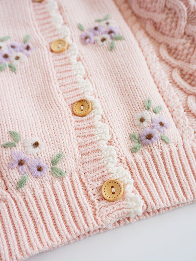 Cardigan de Bebé Flores Bordadas a Mano en Algodón - Image 7
