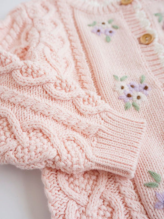 Cardigan de Bebé Flores Bordadas a Mano en Algodón - Image 8