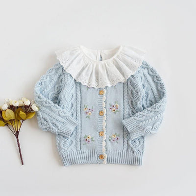 Cardigan de Bebé Flores Bordadas a Mano en Algodón - Image 9