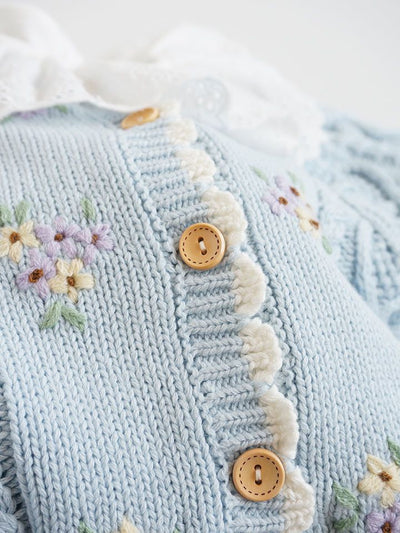 Cardigan de Bebé Flores Bordadas a Mano en Algodón - Image 11