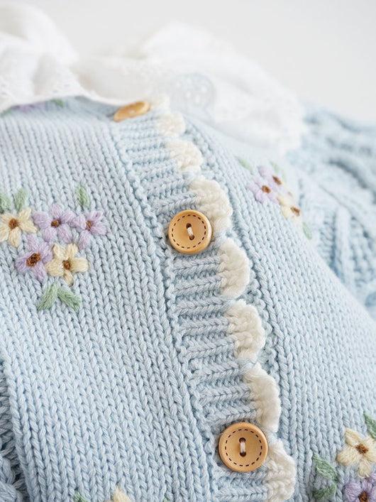 Cardigan de Bebé Flores Bordadas a Mano en Algodón - Image 11