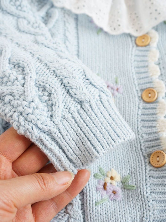 Cardigan de Bebé Flores Bordadas a Mano en Algodón - Image 12