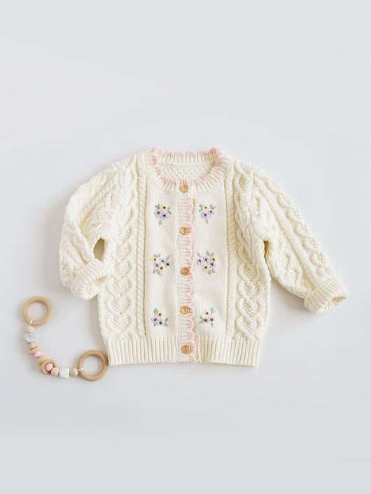 Cardigan de Bebé Flores Bordadas a Mano en Algodón - Image 13