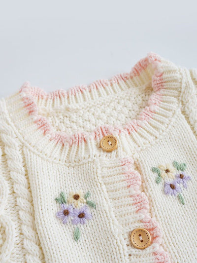 Cardigan de Bebé Flores Bordadas a Mano en Algodón - Image 15
