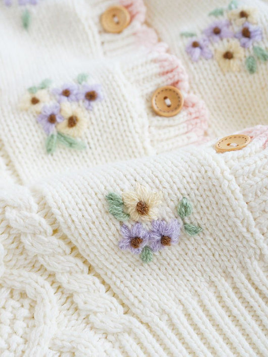 Cardigan de Bebé Flores Bordadas a Mano en Algodón - Image 16