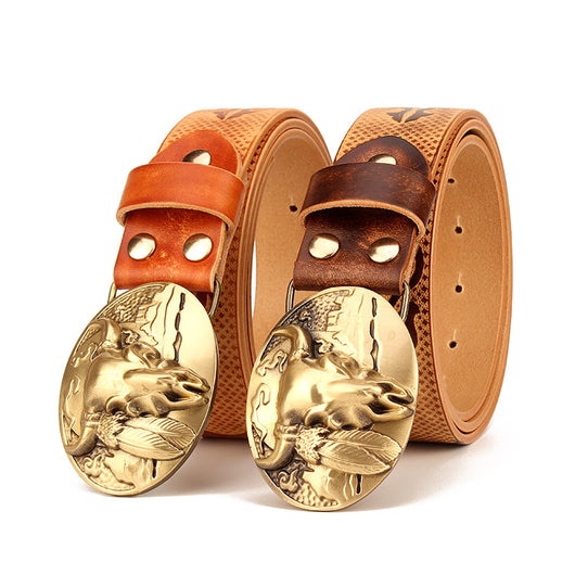 Cinturón Étnico de Cuero Genuino para Hombre - Piel de Res Premium - Image 6
