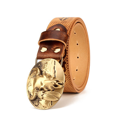 Cinturón Étnico de Cuero Genuino para Hombre - Piel de Res Premium - Image 7