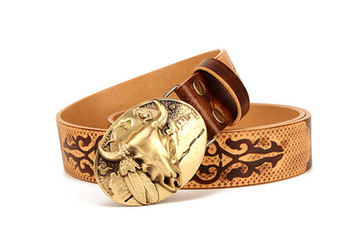 Cinturón Étnico de Cuero Genuino para Hombre - Piel de Res Premium - Image 9