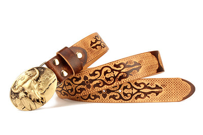 Cinturón Étnico de Cuero Genuino para Hombre - Piel de Res Premium - Image 11