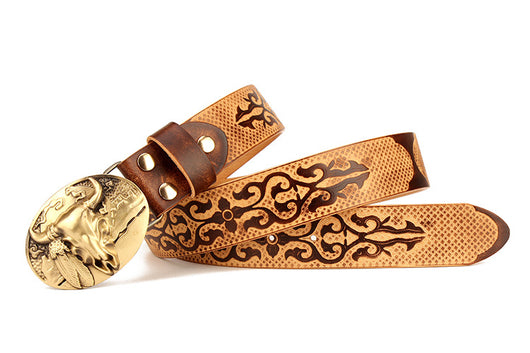 Cinturón Étnico de Cuero Genuino para Hombre - Piel de Res Premium - Image 11
