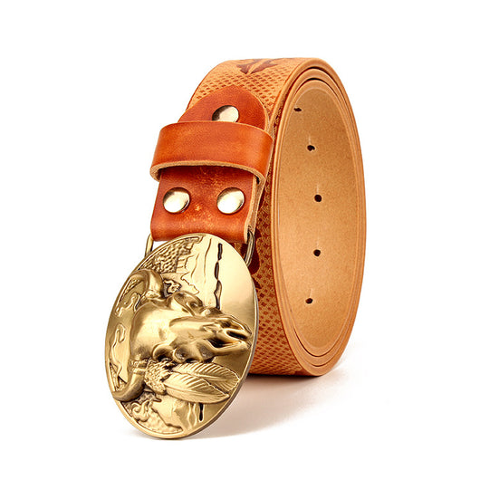 Cinturón Étnico de Cuero Genuino para Hombre - Piel de Res Premium - Image 13