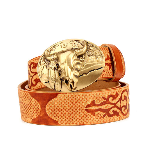 Cinturón Étnico de Cuero Genuino para Hombre - Piel de Res Premium - Image 14