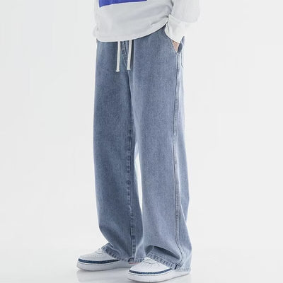 Pantalones Vaqueros Rectos Hombre Primavera Verano Talle Alto Pierna Ancha Urbano