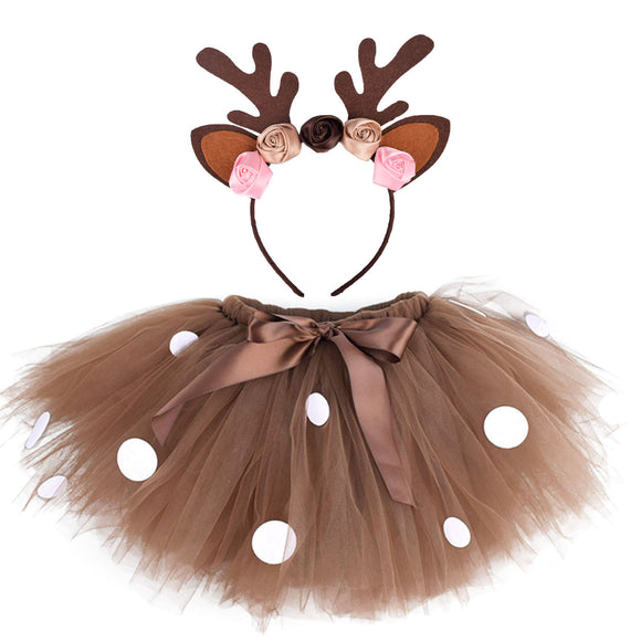 Falda Tutú Navideña Infantil Bambi - Disfraz de Venado para Fotografía