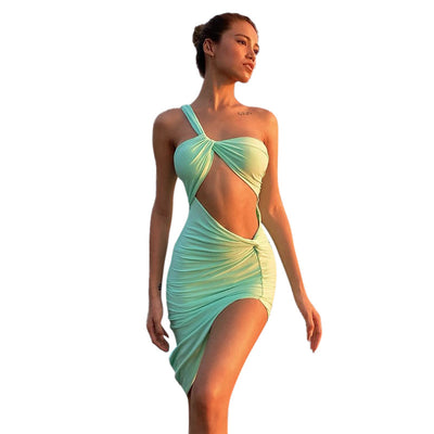 Vestido Elegante Asimétrico con Espalda Descubierta y Abertura Alta - Image 12