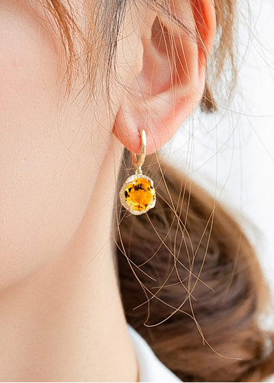 Aretes de Circonita Dorada Estilo Europeo - Elegancia Simulada - Image 8